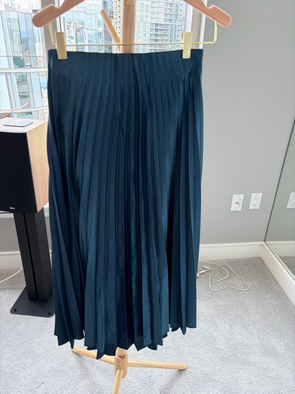 Zara Pleated Midi Skirt in Deep Teal - Women